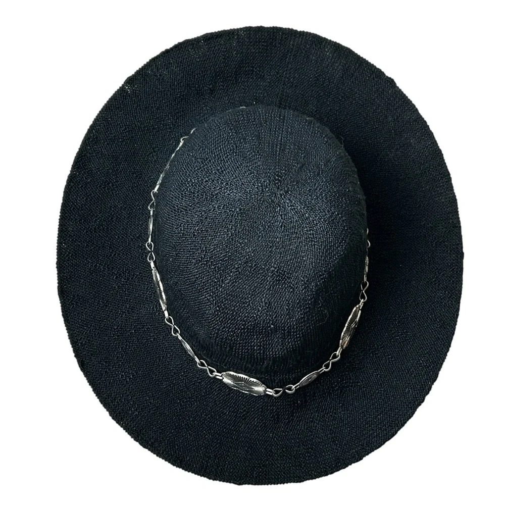 Black Floppy Hat with Silver Metal Accents + Belt Detail